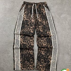 Leopard Print Track Pants with Stripes